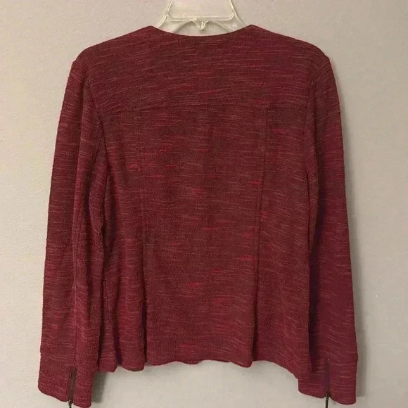 H by Halston Women's Size 12 Red Holiday Long Sleeve Zip Up Blazer Jacket - Picture 3 of 5